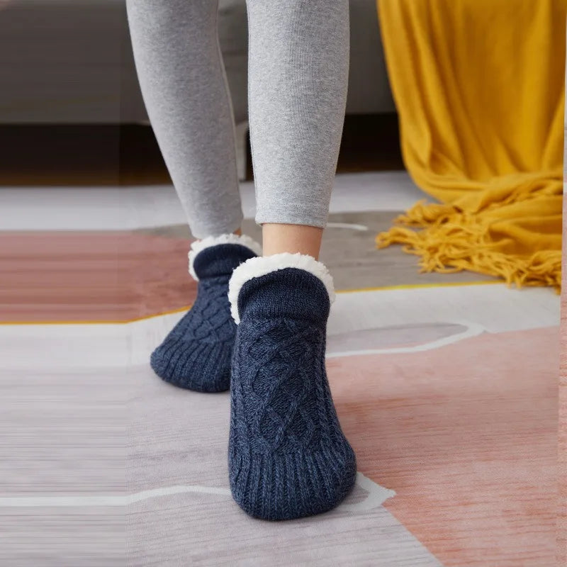 Winter Slipper Socks with Grippers for Men Women– Warm, Fuzzy, Fleece-Lined, Non-Slip, Cozy & Thick for Cold Weather Comfort