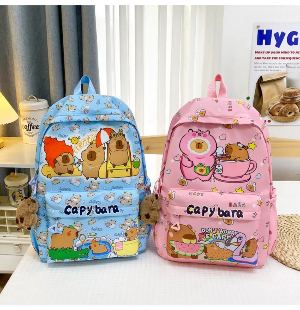 Cute Large Capacity Capybara Backpack Cartoon Breathable Student Schoolbag Nylon Ultra-light Book Bag Back to school Women Girl