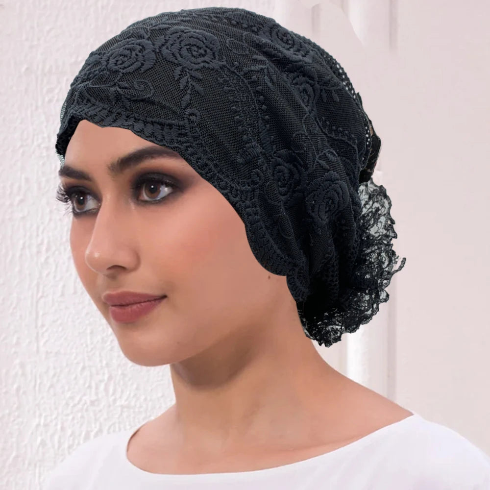 Muslim Under Scarf Hat Cancer Chemo Hats Turbante mujer Embroidery Turban Cap for Women Summer Breathable Head Wraps Bonnet