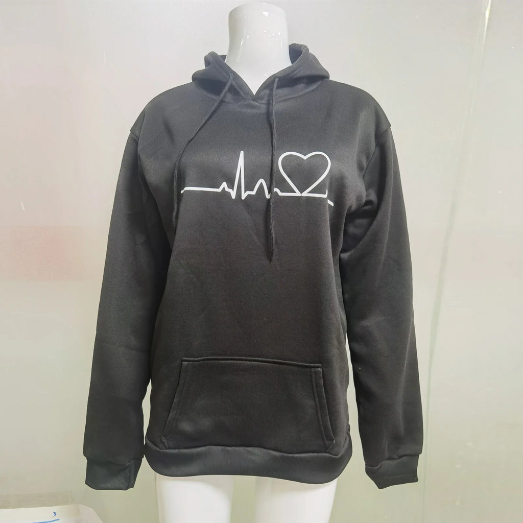 Women's Hoodies Tops Long Sleeve Sports blouse Spring Fashion fun Print Sweatshirts Solid Casual Loose Hooded Sweatshirt