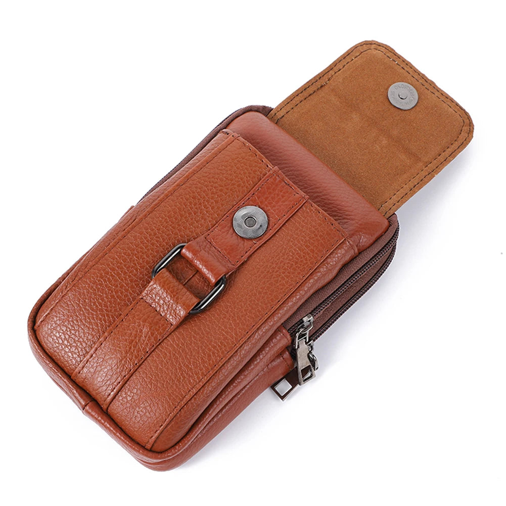 Portable Crossbody Bags Cowhide Leather Men Messenger Bags Fashion Simple Multi-pockets Casual for Outdoor Sport