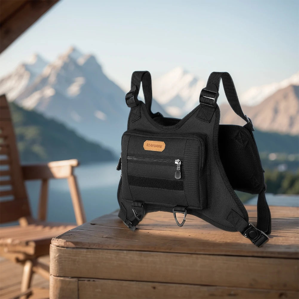 Front Chest Pack Multi-Pockets Fashion Sport Backpack Adjustable Strap Streetwear Chest Bag for Running Travel
