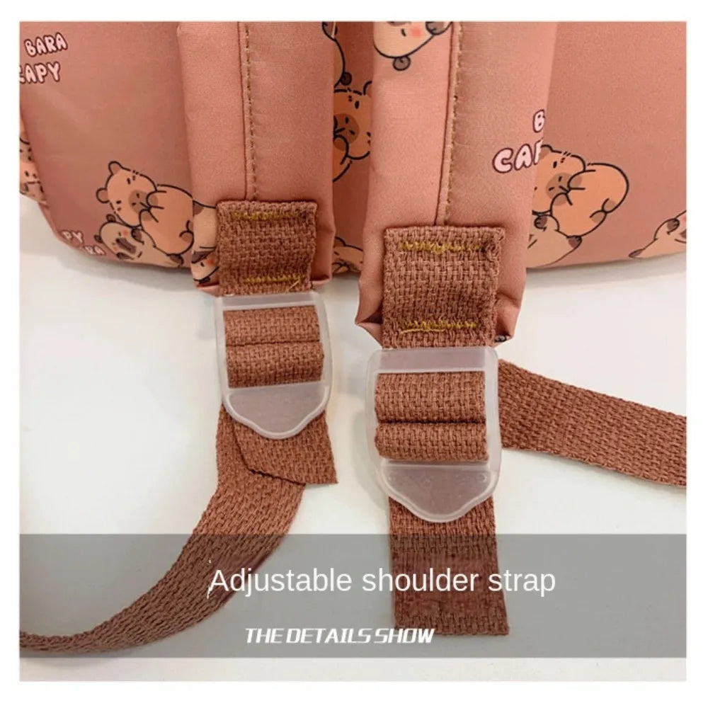 Cute Large Capacity Capybara Backpack Cartoon Breathable Student Schoolbag Nylon Ultra-light Book Bag Back to school Women Girl
