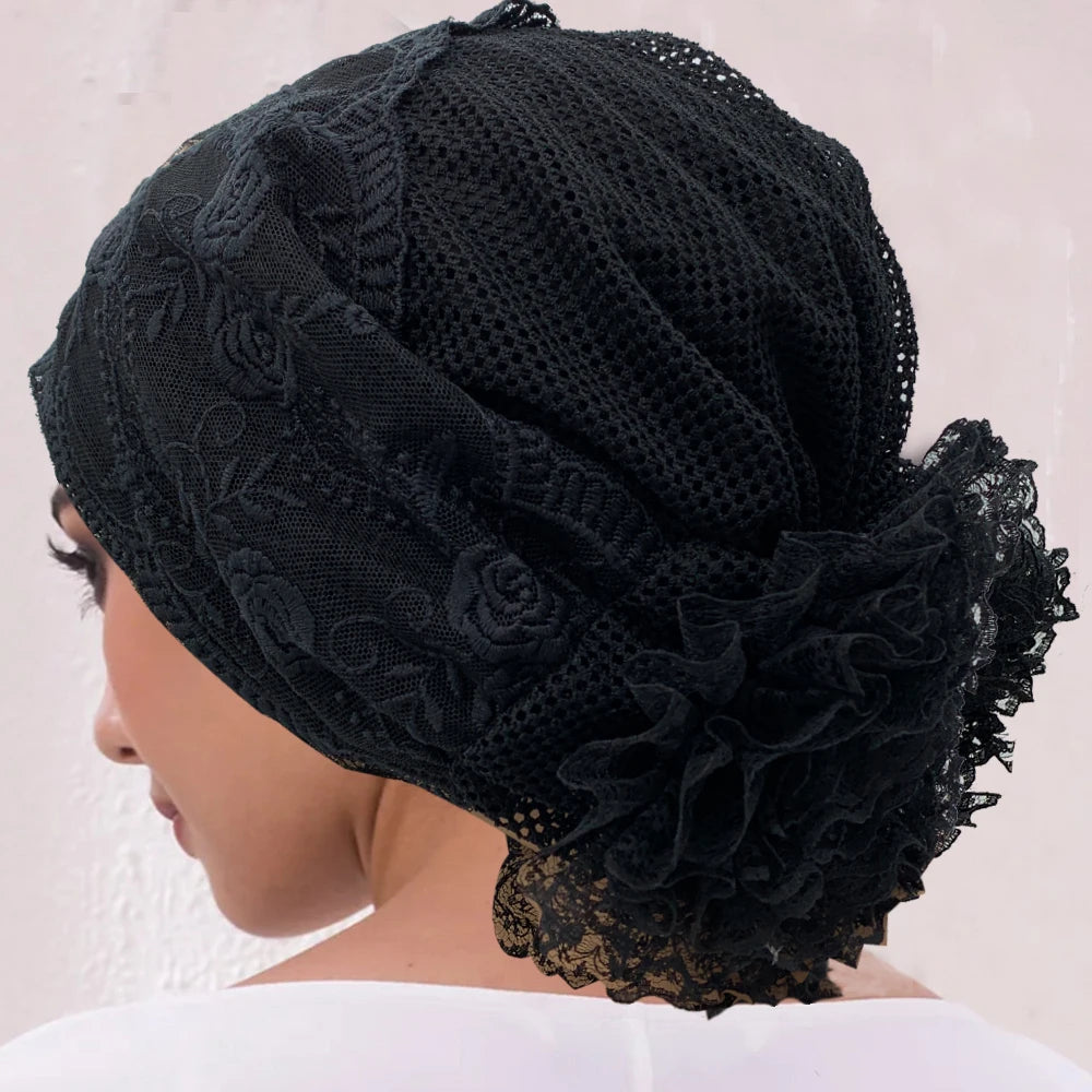 Muslim Under Scarf Hat Cancer Chemo Hats Turbante mujer Embroidery Turban Cap for Women Summer Breathable Head Wraps Bonnet