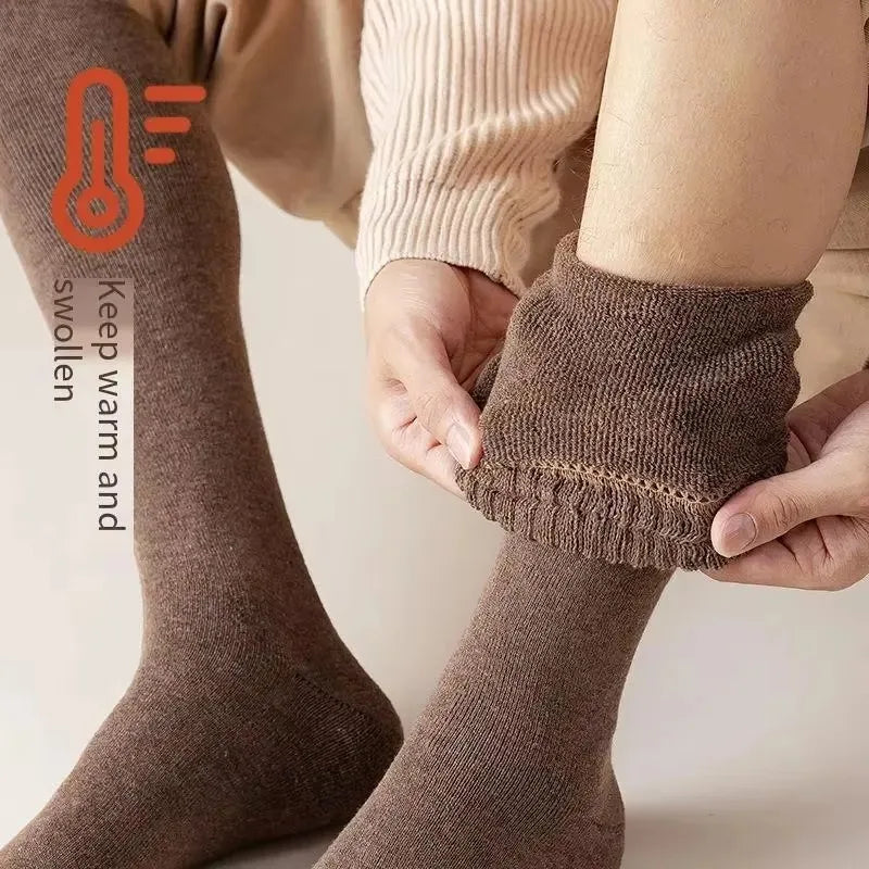 Winter Men's Knee Long Socks Keep Warm Longer Stocking Compression Winter Terry Socks Thicken Cover Calf Sokken Gift