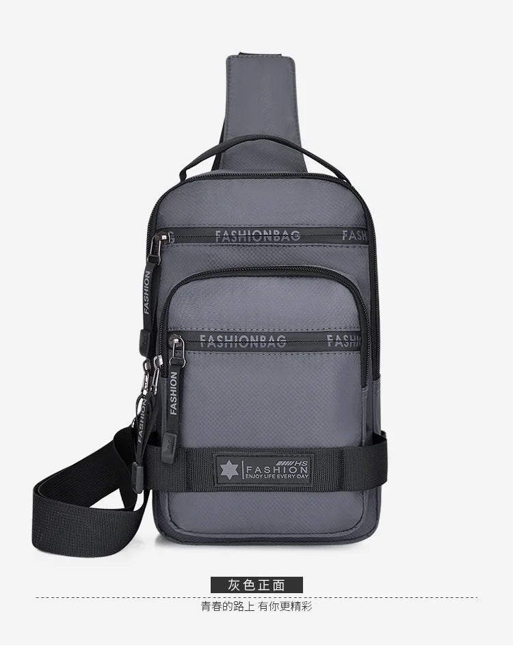Chest Bag For Men New Large Capacity Shoulder Korean Version Travel Lightweight Nylon Crossbody Bag Backpack
