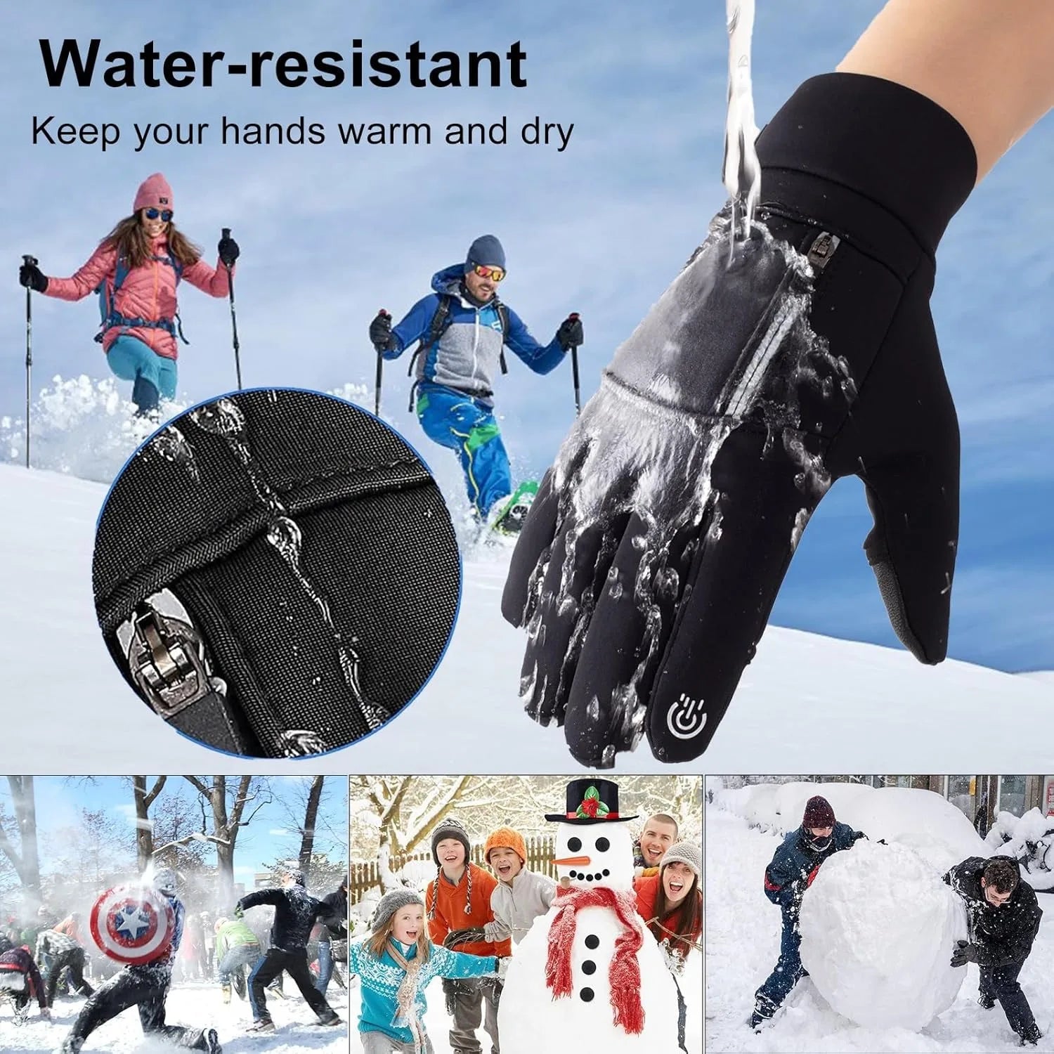 Winter Gloves for Men Women Touch Screen,Cold Weather Thermal Sport Gloves for Fishing Running Cycling Driving, Warm Windproof