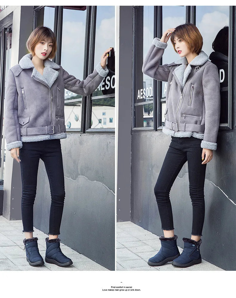 Winter Women Boots Thick Bottom Ankle Boots Women Waterproof Boots Fashion Women Shoes Solid Color Ladies Shoes Female Sneakers