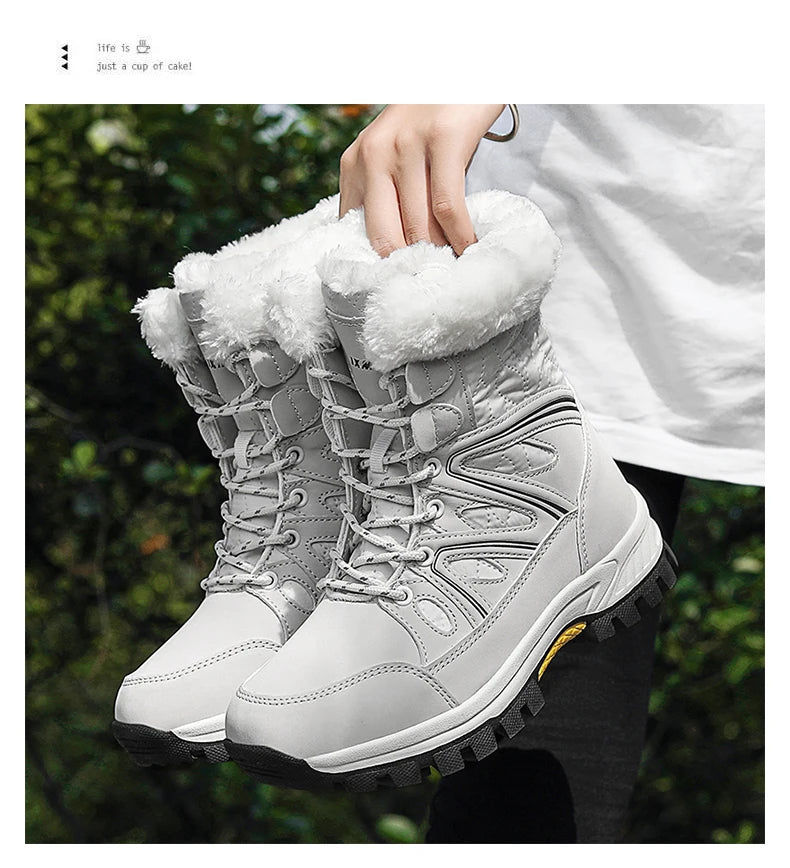 Winter Snow Boots Women High-top Outdoor Casual Keep Warm Soft Plush Ankle Boots Women Anti-slip Wear-resistant Women Shoes