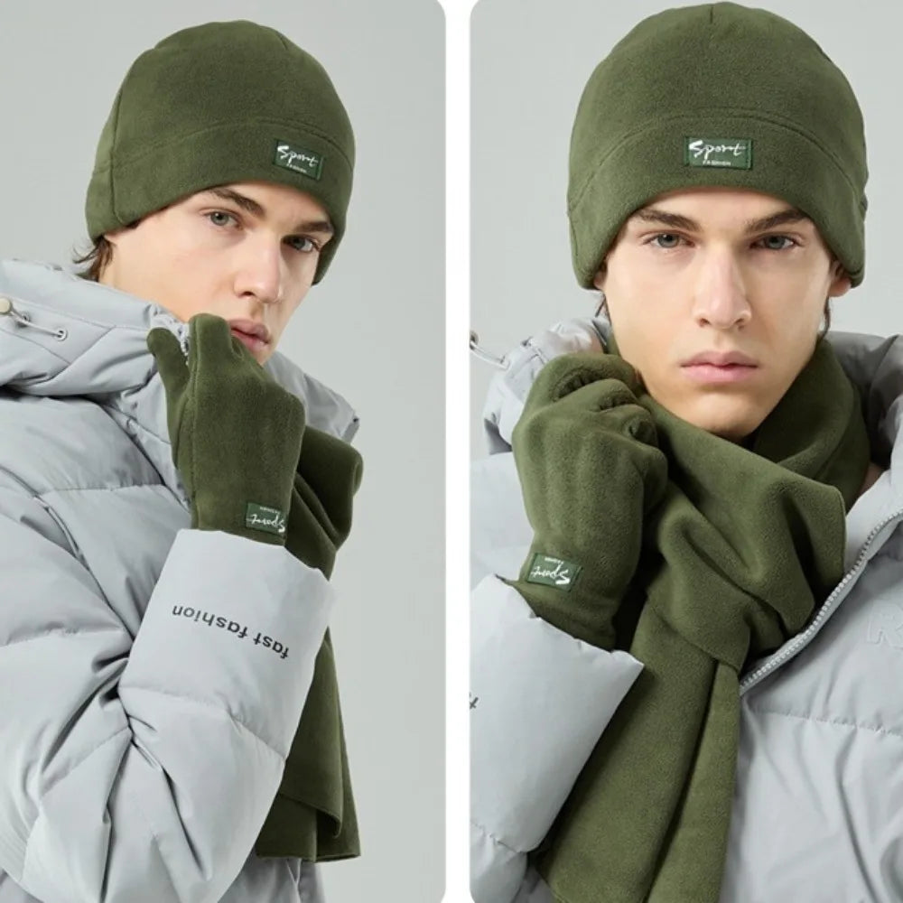 Neck Warmer Winter Beanie Hats Scarf Gloves Set Thicken Windproof Women Warm Knitted Hat Ear Protection Cold Proof