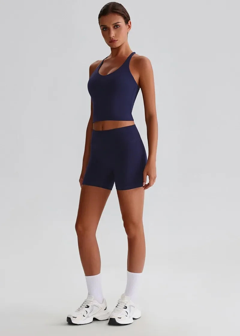 Women's Yoga Outfit Set Summer Sports Bra Vest Breathable Quick-Dry Workout Clothes Gym Running Fitness Suit Yoga Outfit