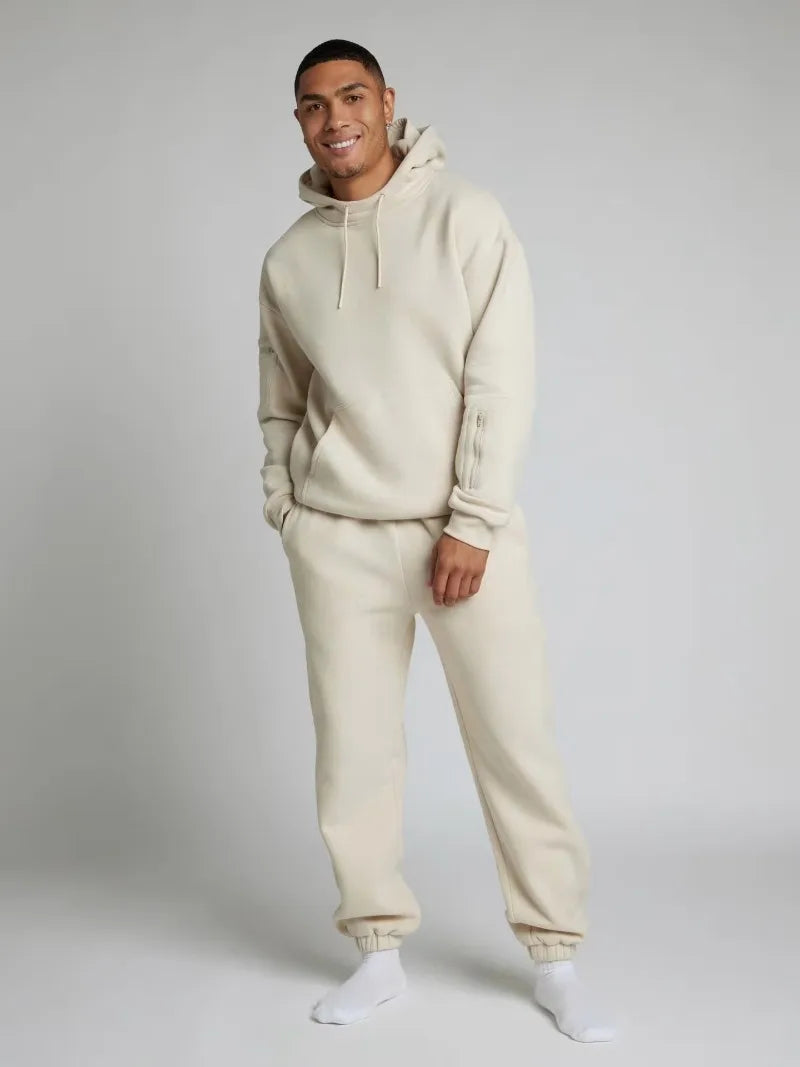 Fitness Workout Outfits Autumn Winter Women Tracksuit Sport Pocket Sweatshirt Hoodies with Eye Patch Sweatpants Two Piece Set