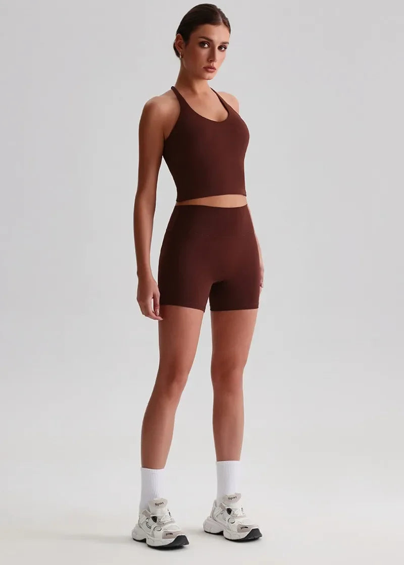 Women's Yoga Outfit Set Summer Sports Bra Vest Breathable Quick-Dry Workout Clothes Gym Running Fitness Suit Yoga Outfit