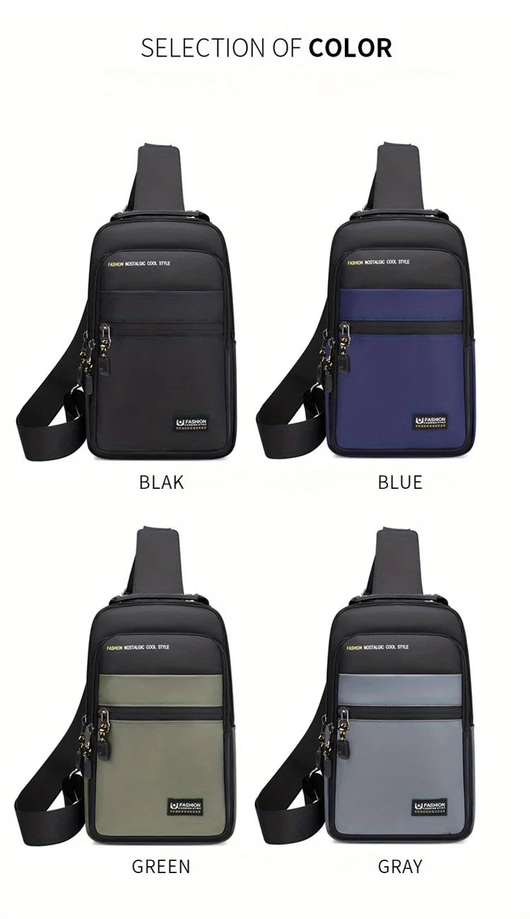 1pc Men's Casual Crossbody Bag, Fashion Sports Travel Oxford Cloth Sling Bag