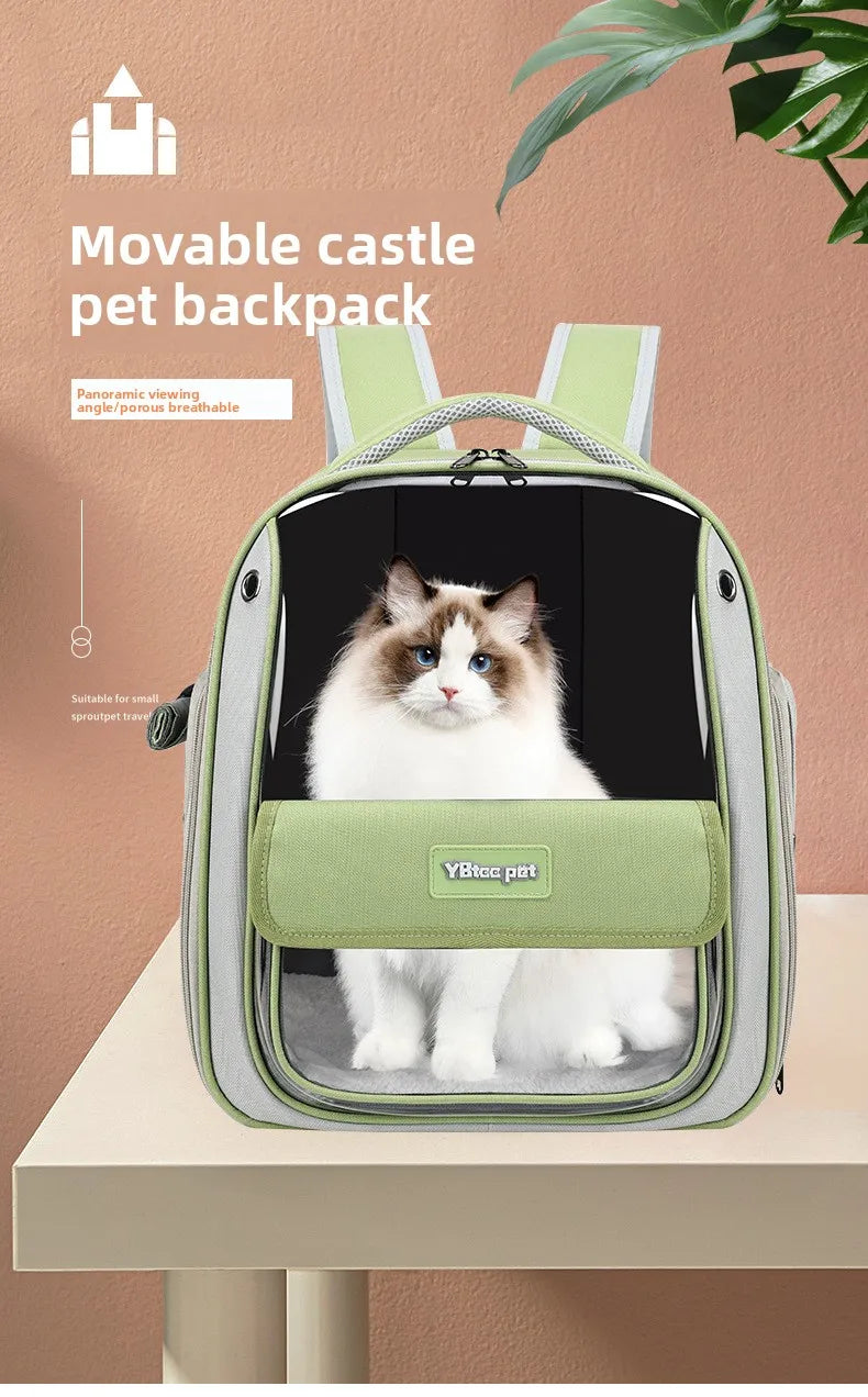 Cat backpack  outing schoolbag  double-shoulder pet bag  cat for travel  dog and cat supplies  transparent large-capacity portab