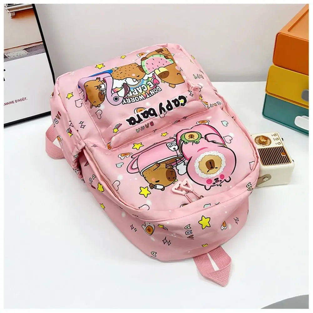Cute Large Capacity Capybara Backpack Cartoon Breathable Student Schoolbag Nylon Ultra-light Book Bag Back to school Women Girl