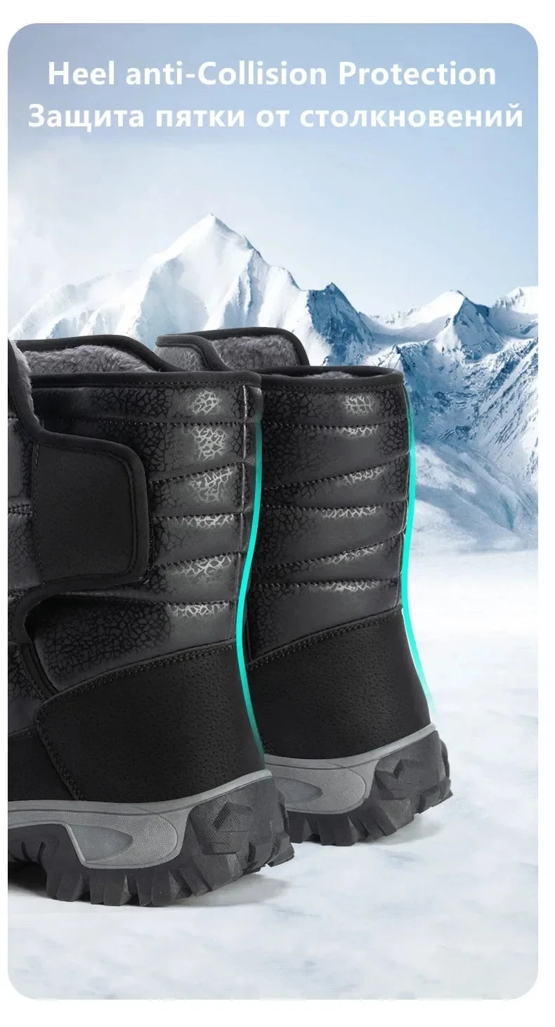 New Winter Men's Shoes Warm Plush Men's Boots High Top Couple Snow Boots Winter Outdoor Anti-Slip Ankle Boots Work Casual Boots