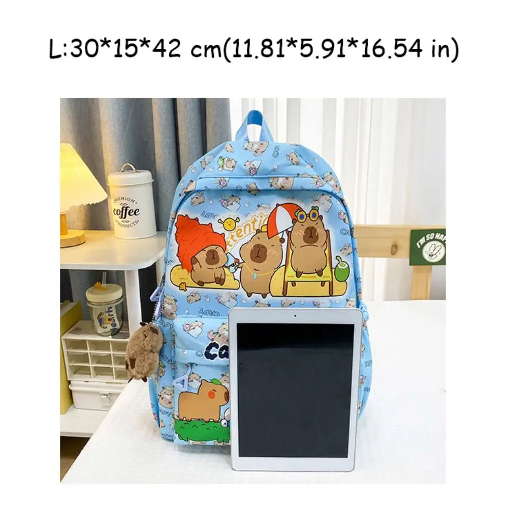 Cute Large Capacity Capybara Backpack Cartoon Breathable Student Schoolbag Nylon Ultra-light Book Bag Back to school Women Girl