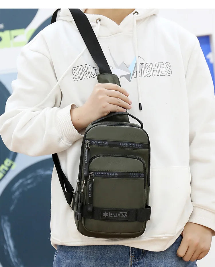 Chest Bag For Men New Large Capacity Shoulder Korean Version Travel Lightweight Nylon Crossbody Bag Backpack