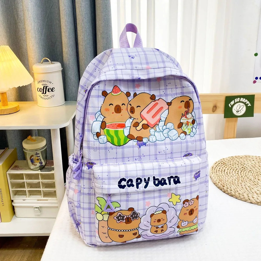 Cute Large Capacity Capybara Backpack Cartoon Breathable Student Schoolbag Nylon Ultra-light Book Bag Back to school Women Girl