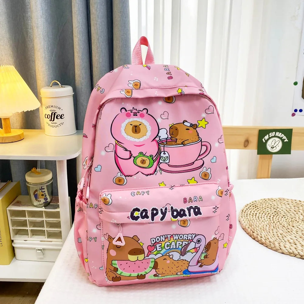 Cute Large Capacity Capybara Backpack Cartoon Breathable Student Schoolbag Nylon Ultra-light Book Bag Back to school Women Girl