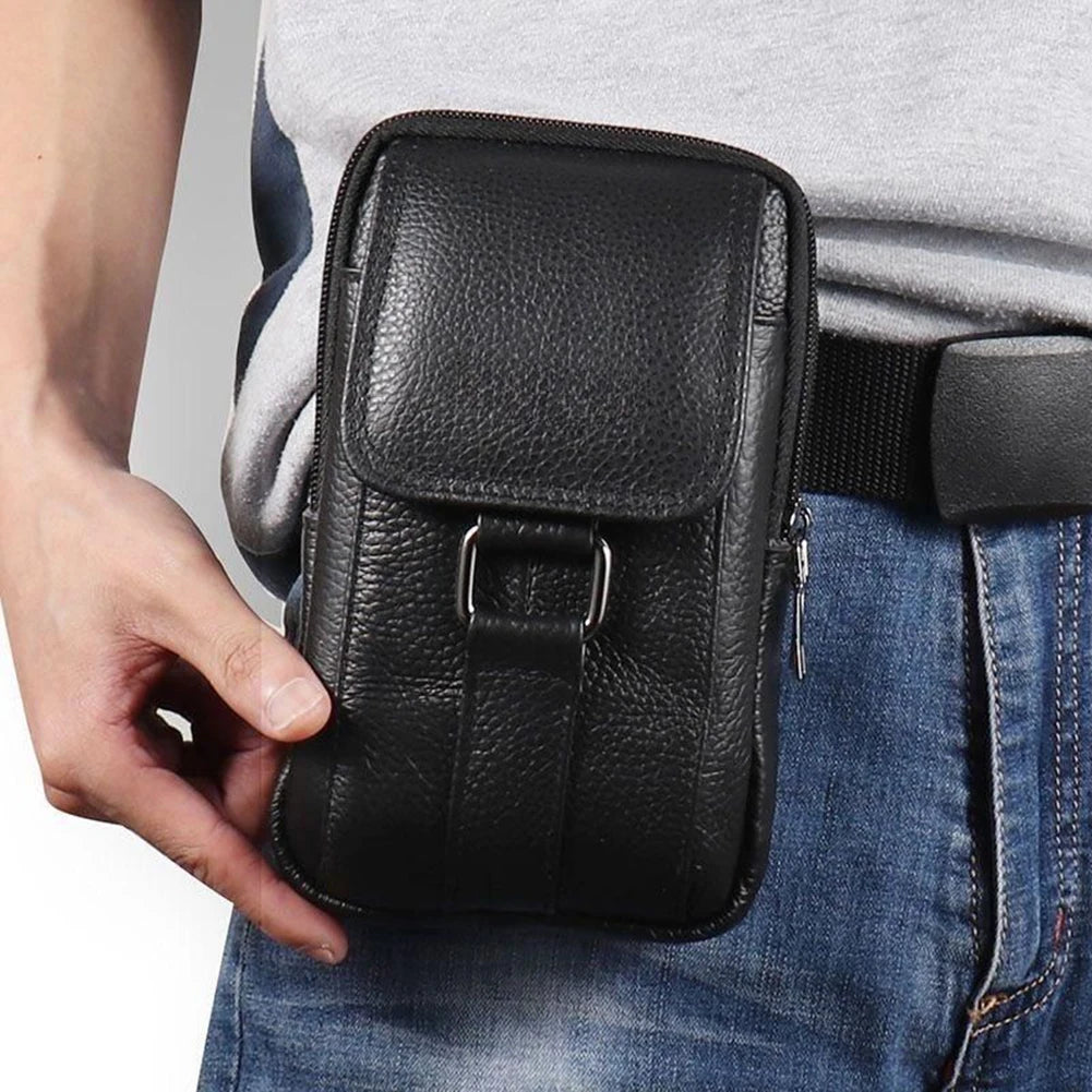 Portable Crossbody Bags Cowhide Leather Men Messenger Bags Fashion Simple Multi-pockets Casual for Outdoor Sport
