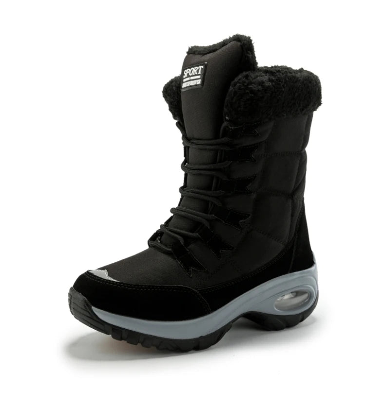 Winter Snow Boots Women Warm Comfortable Plush Lace-up Anti-slip High-top Women Boots Thick-soled Durable Soft Ankle Boots Women