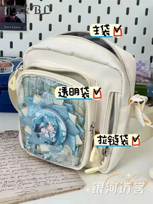 Y2K Mini Itabag Women Korean Casual Crossbody Bags Transparent Pocket Small Shoulder Bag Purses and Phone Ita Bag DIY Bag