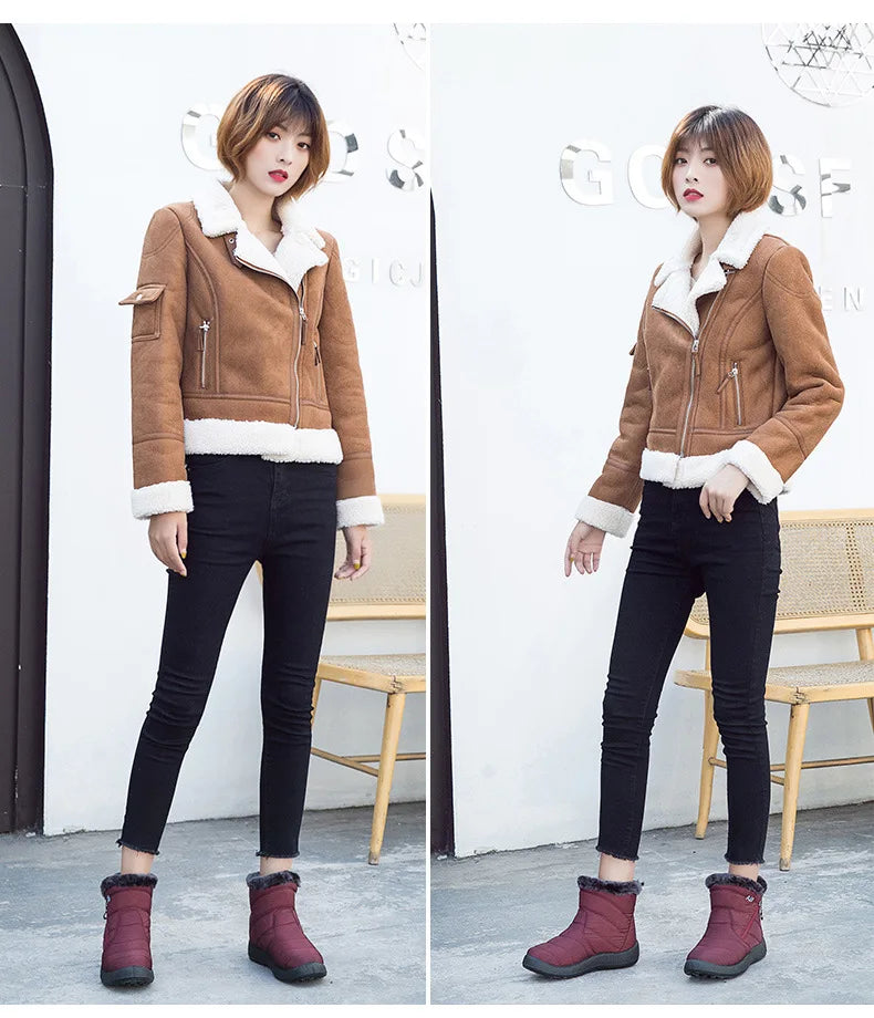 Winter Women Boots Thick Bottom Ankle Boots Women Waterproof Boots Fashion Women Shoes Solid Color Ladies Shoes Female Sneakers