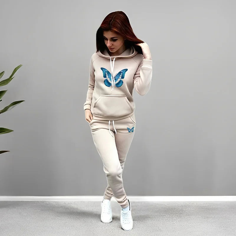Women's 2 Piece Outfit Set Hoodie Joggers Tracksuit Casual Daily Fashion Autumn Winter Female Home Outdoor Comfort Warm Outfit