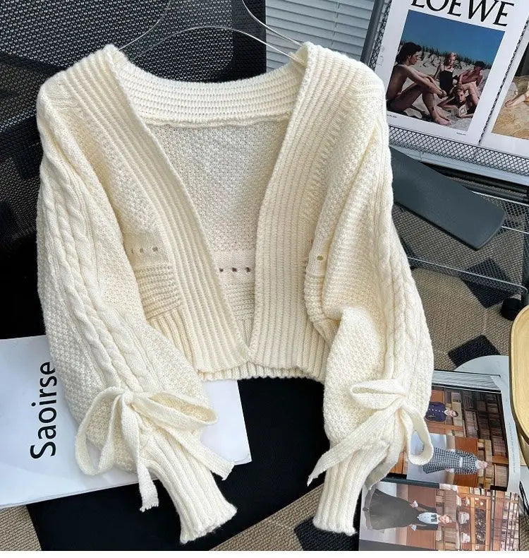 Sweater Jacket Women's Autumn and Winter New Style Western-style Outerwear with Knitted Cardigan Loose Short Long Sleeved Top