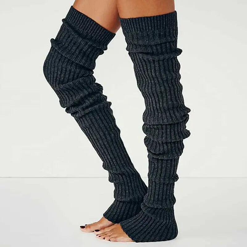 Winter Long Warm Leg Warmers Knitting Knee High Socks Girl Boot Topper Sock Skinny Stockings Knitted Crochet Long Socks