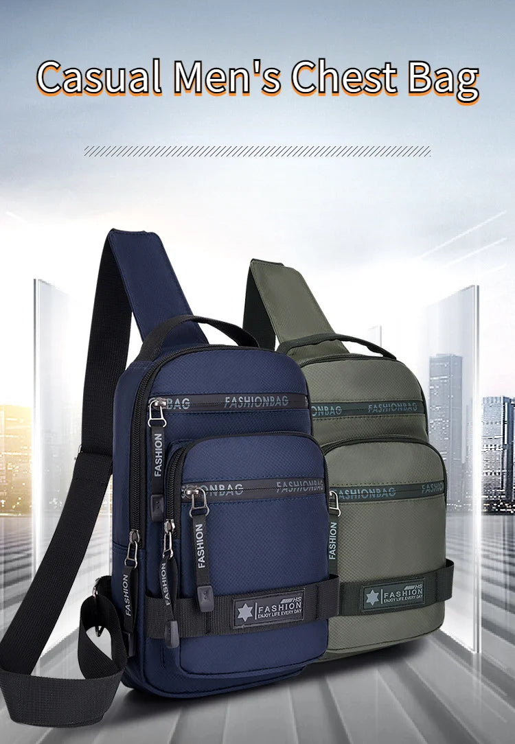 Chest Bag For Men New Large Capacity Shoulder Korean Version Travel Lightweight Nylon Crossbody Bag Backpack