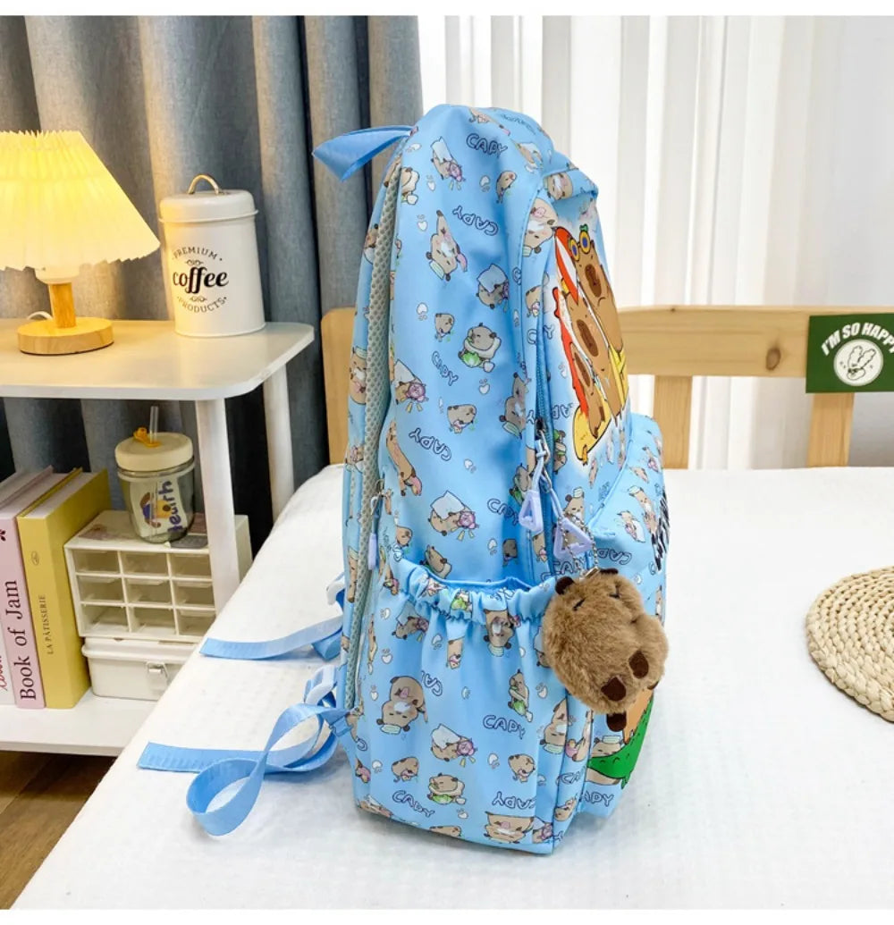 Cute Large Capacity Capybara Backpack Cartoon Breathable Student Schoolbag Nylon Ultra-light Book Bag Back to school Women Girl