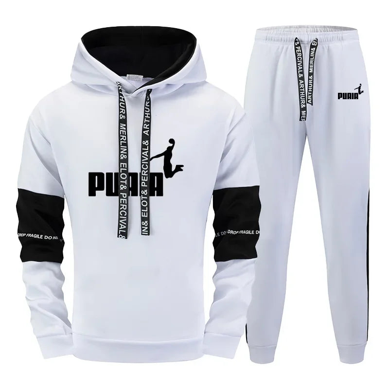 Fall Winter Daily Casual Sporty Jogger Set Urban Fashion Hoodie Sportswear 2025 New Men's Tracksuit Hooded Sweatshirt Sweatpants