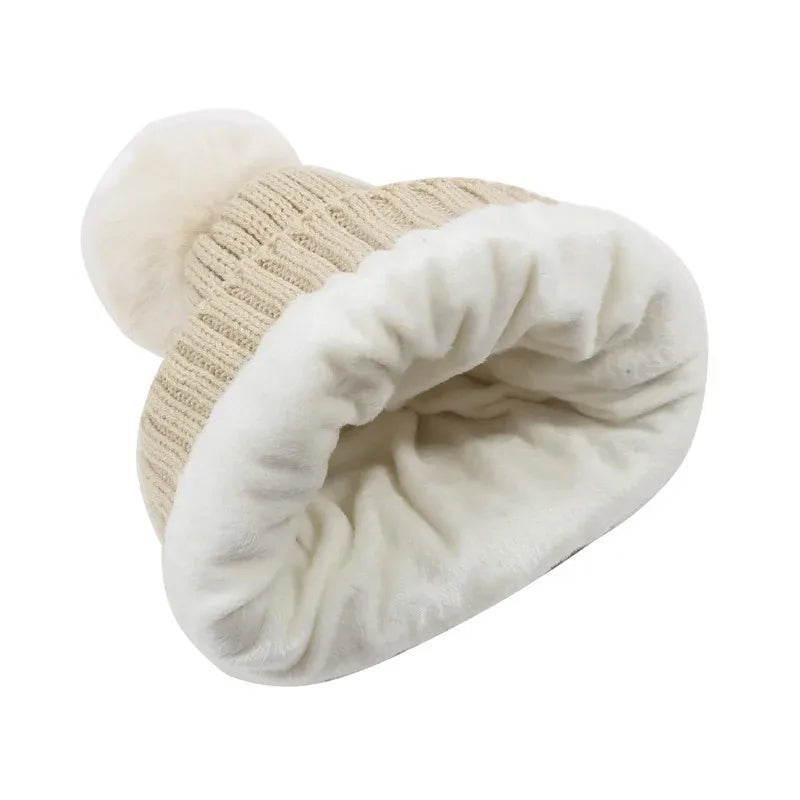 3pcs suit unisex hats scarves gloves men's outdoor warm scarves hats winter ladies plush children's hats.