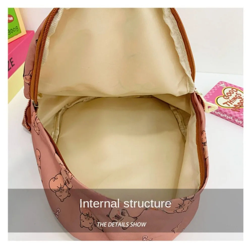 Cute Large Capacity Capybara Backpack Cartoon Breathable Student Schoolbag Nylon Ultra-light Book Bag Back to school Women Girl