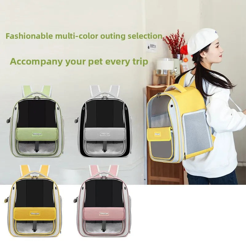 Cat backpack  outing schoolbag  double-shoulder pet bag  cat for travel  dog and cat supplies  transparent large-capacity portab
