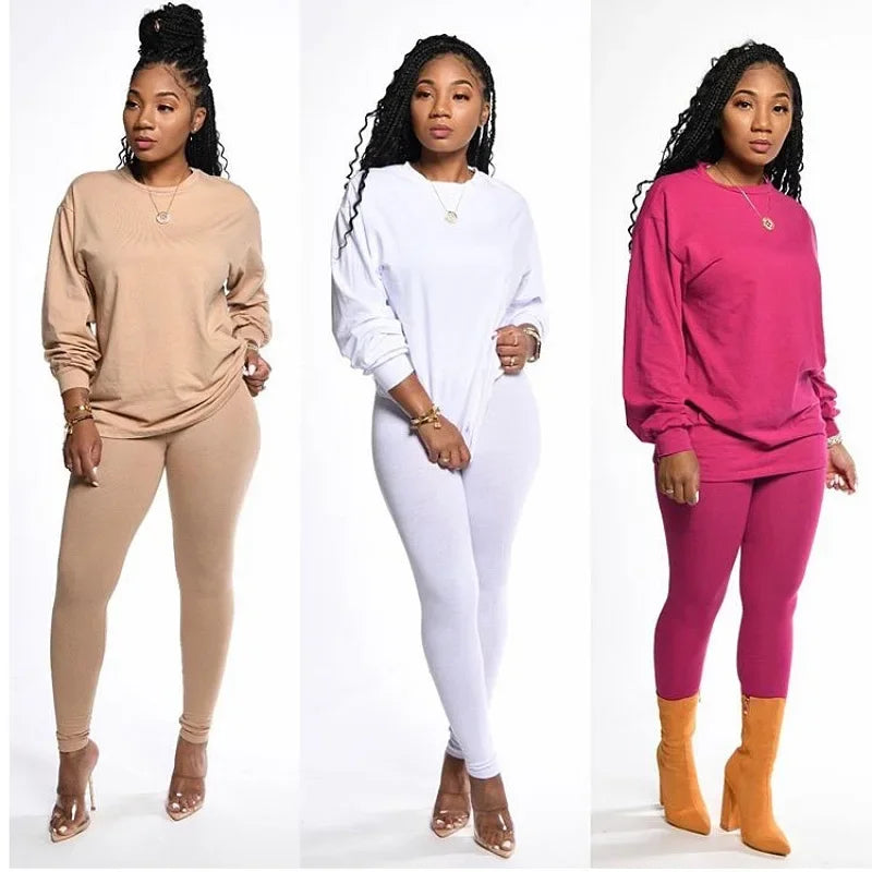 two piece set women 2 piece set stacked leggings clothes for women outfits stacked pants tracksuit female fall clothes