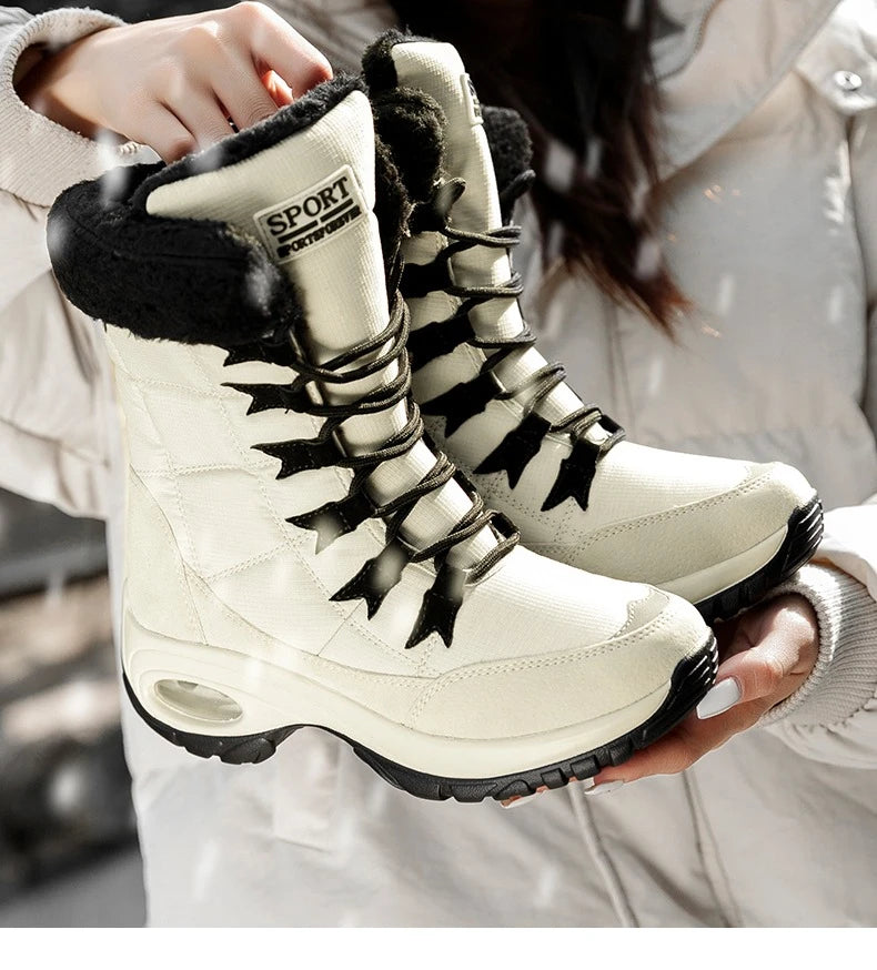 Winter Snow Boots Women Warm Comfortable Plush Lace-up Anti-slip High-top Women Boots Thick-soled Durable Soft Ankle Boots Women
