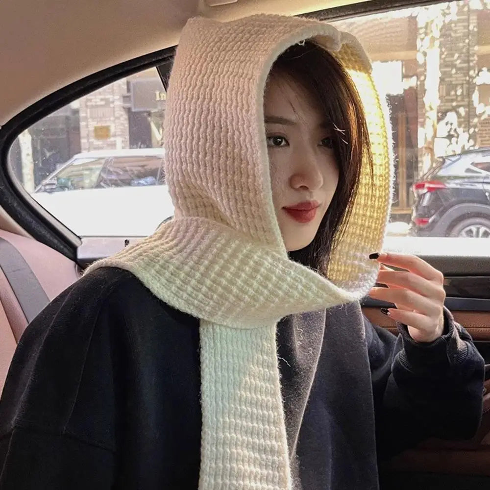 Hooded Scarf Early Autumn Scarf Hats Fashion Ear Protector Beanies Useful Earmuffs Cap Winter Thicken Items Women Neck Scarf