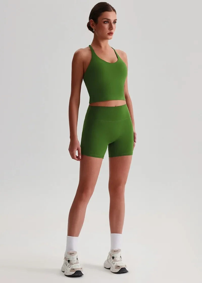 Women's Yoga Outfit Set Summer Sports Bra Vest Breathable Quick-Dry Workout Clothes Gym Running Fitness Suit Yoga Outfit