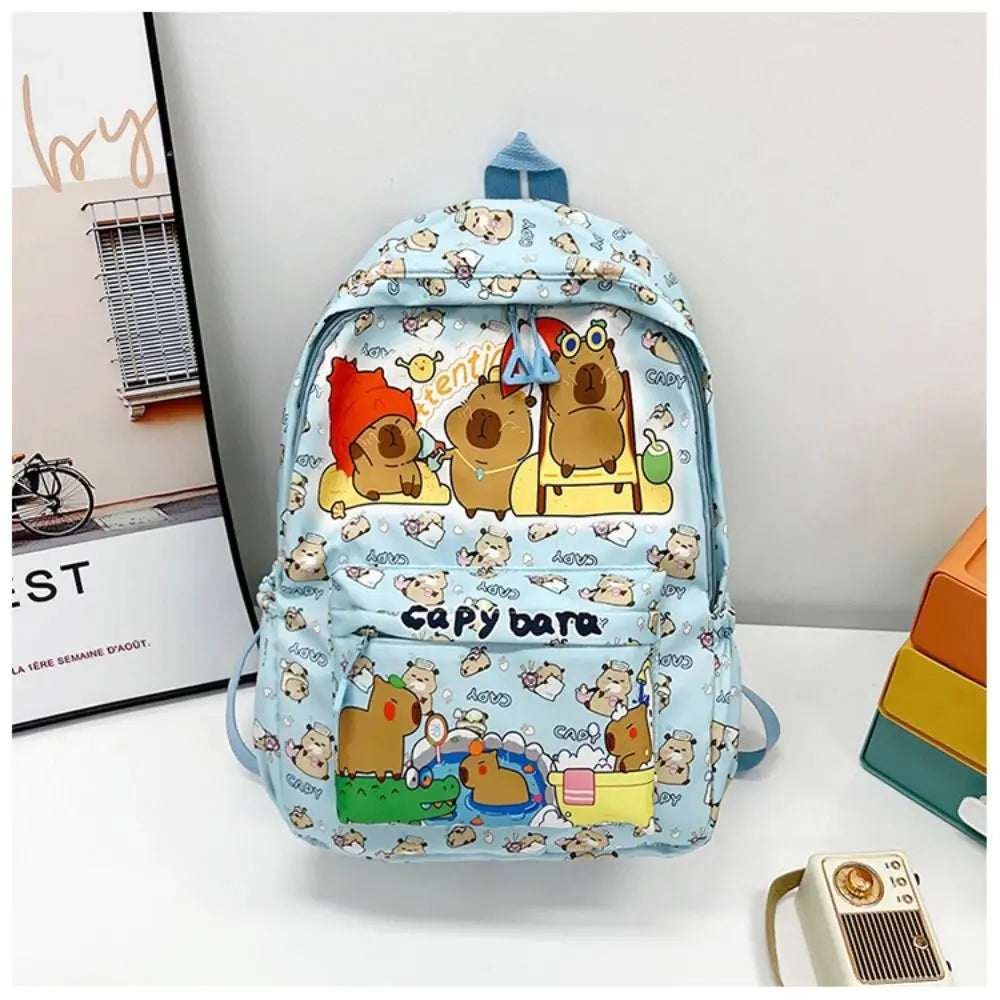 Cute Large Capacity Capybara Backpack Cartoon Breathable Student Schoolbag Nylon Ultra-light Book Bag Back to school Women Girl