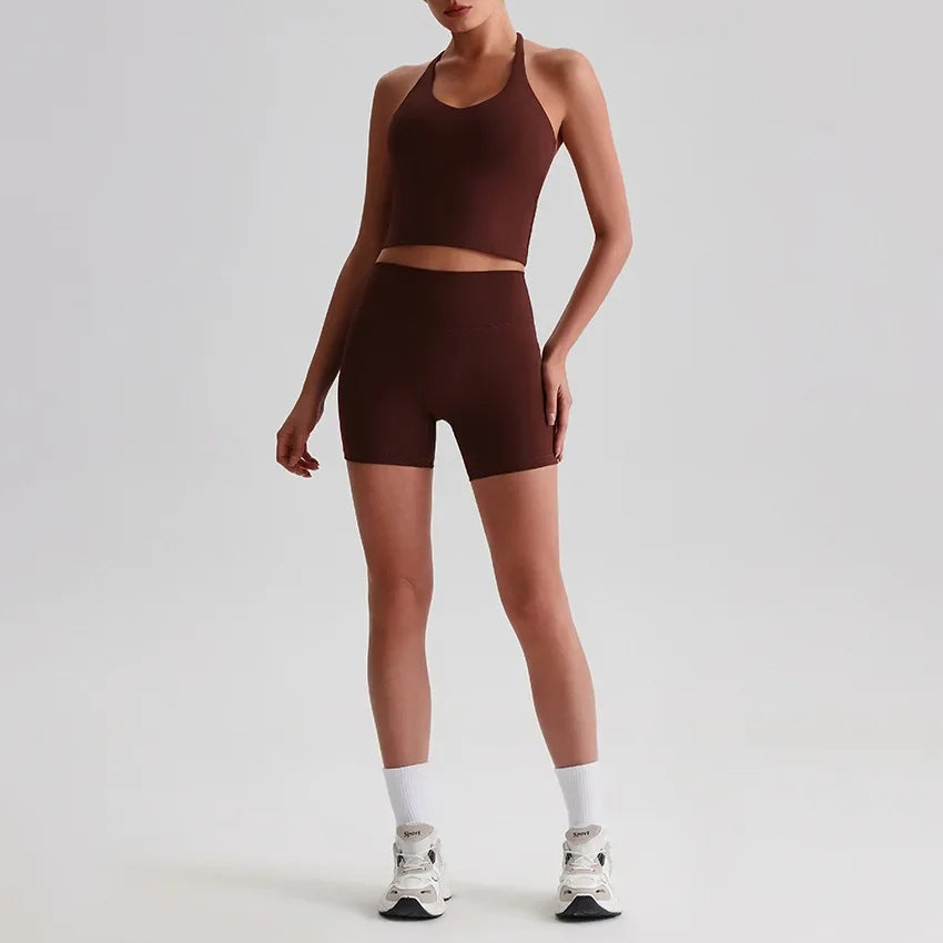 Women's Yoga Outfit Set Summer Sports Bra Vest Breathable Quick-Dry Workout Clothes Gym Running Fitness Suit Yoga Outfit