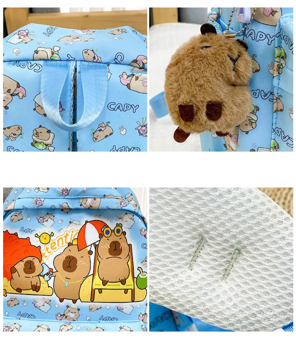 Cute Large Capacity Capybara Backpack Cartoon Breathable Student Schoolbag Nylon Ultra-light Book Bag Back to school Women Girl