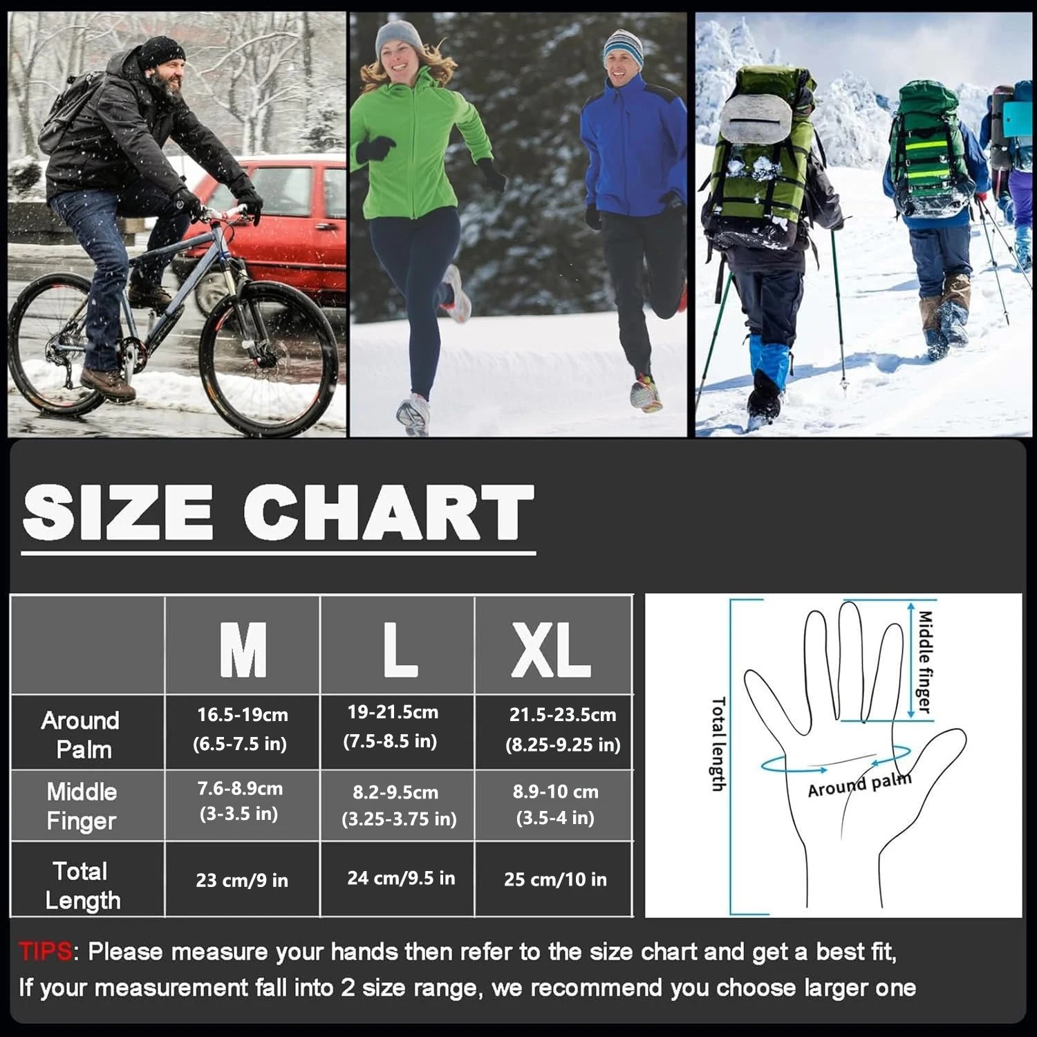 Winter Gloves for Men Women Touch Screen,Cold Weather Thermal Sport Gloves for Fishing Running Cycling Driving, Warm Windproof