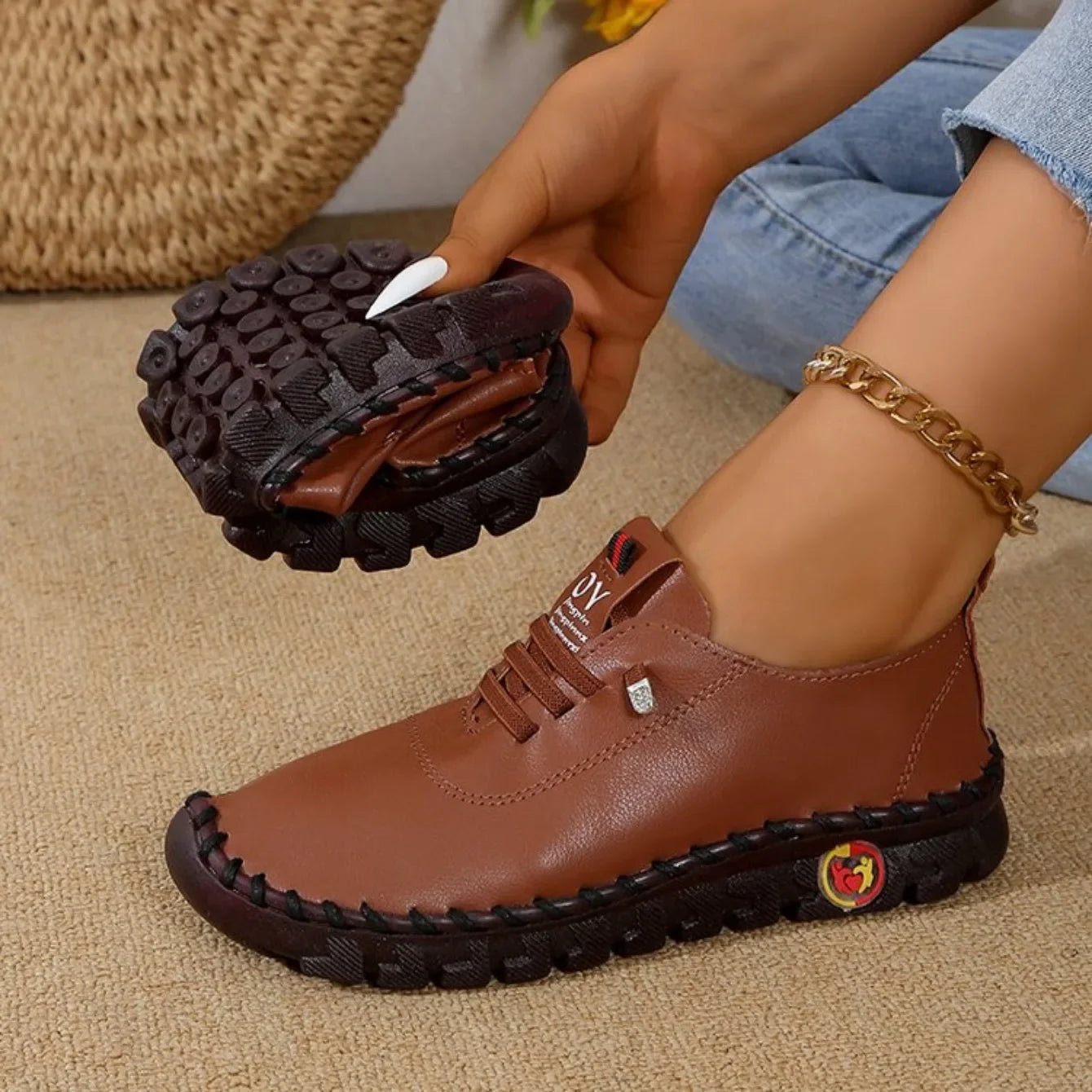 Women Sneakers Spring Summer 2025 New Soft-soled Roman Sneakers Breathable Retro Stitching Muffin Bottom Plus Size Women Shoes
