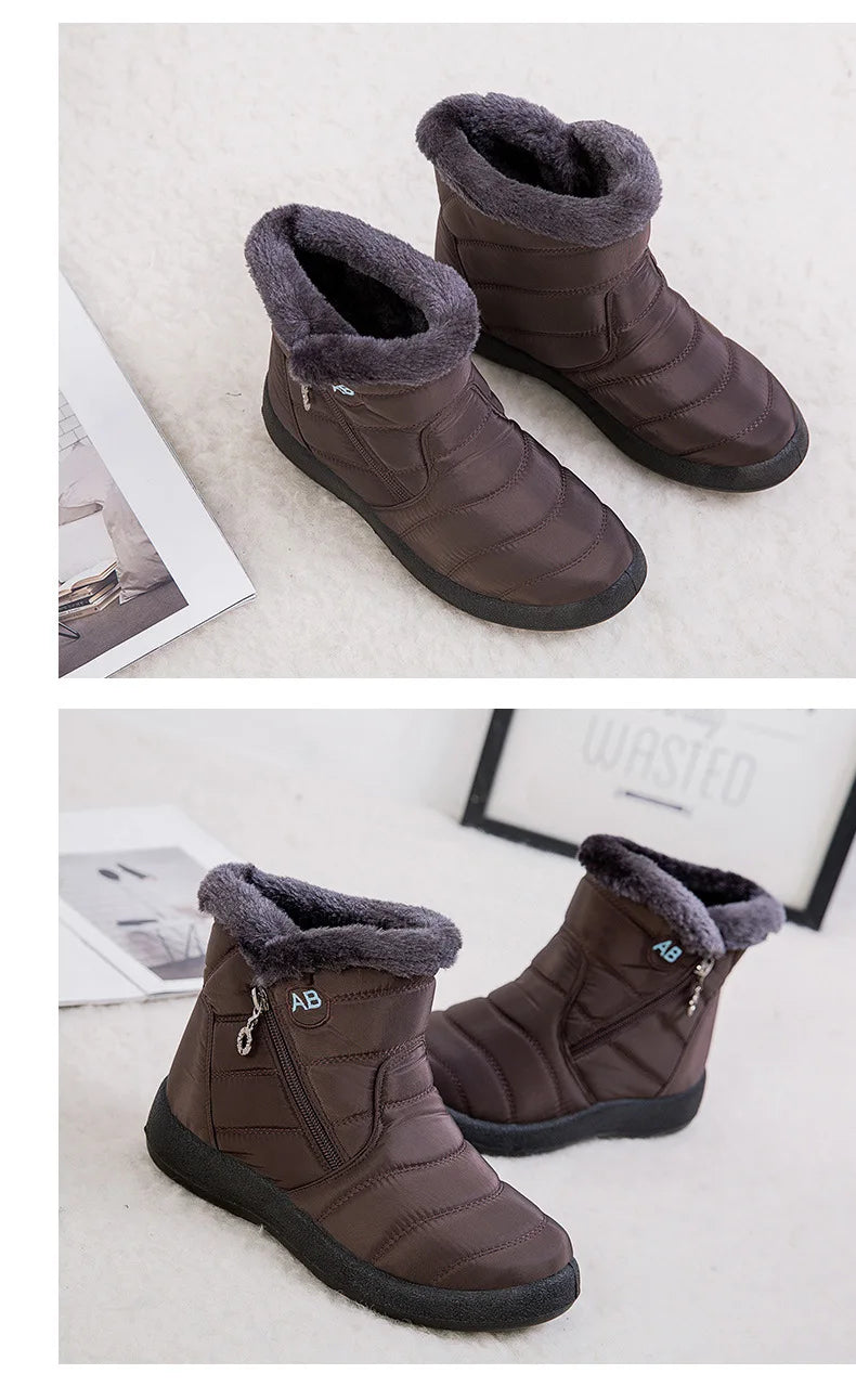 Winter Women Boots Thick Bottom Ankle Boots Women Waterproof Boots Fashion Women Shoes Solid Color Ladies Shoes Female Sneakers