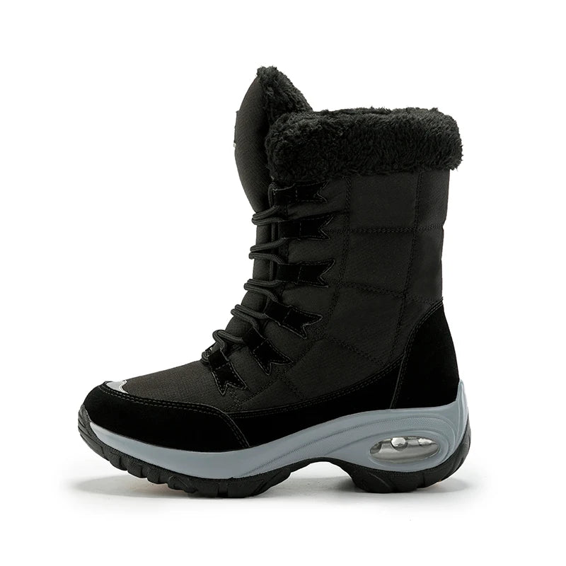 Winter Snow Boots Women Warm Comfortable Plush Lace-up Anti-slip High-top Women Boots Thick-soled Durable Soft Ankle Boots Women
