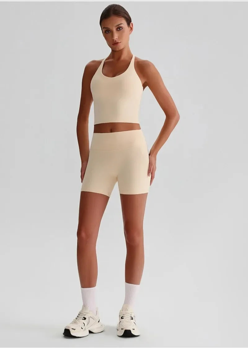 Women's Yoga Outfit Set Summer Sports Bra Vest Breathable Quick-Dry Workout Clothes Gym Running Fitness Suit Yoga Outfit